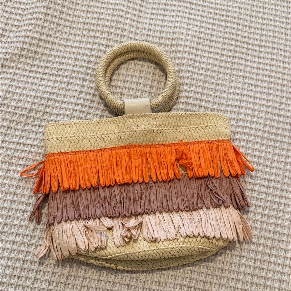 SHEIN Multicolor Fringe Straw Clutch
